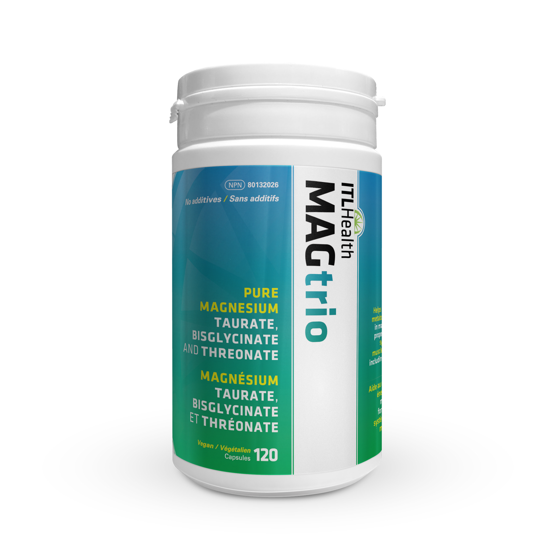 ITL Health MAGtrio 3-in-1 Magnesium Complex, Taurate, Bisglycinate & L-Threonate - 120 Capsules
