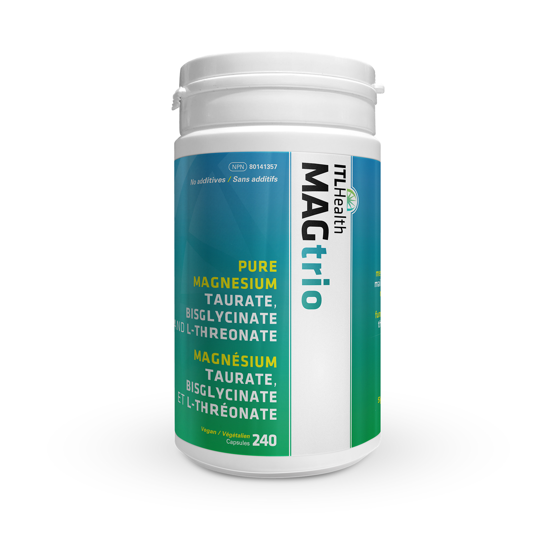 ITL Health MAGtrio 3-in-1 Magnesium Complex, Taurate, Bisglycinate & L-Threonate - 240 Capsules