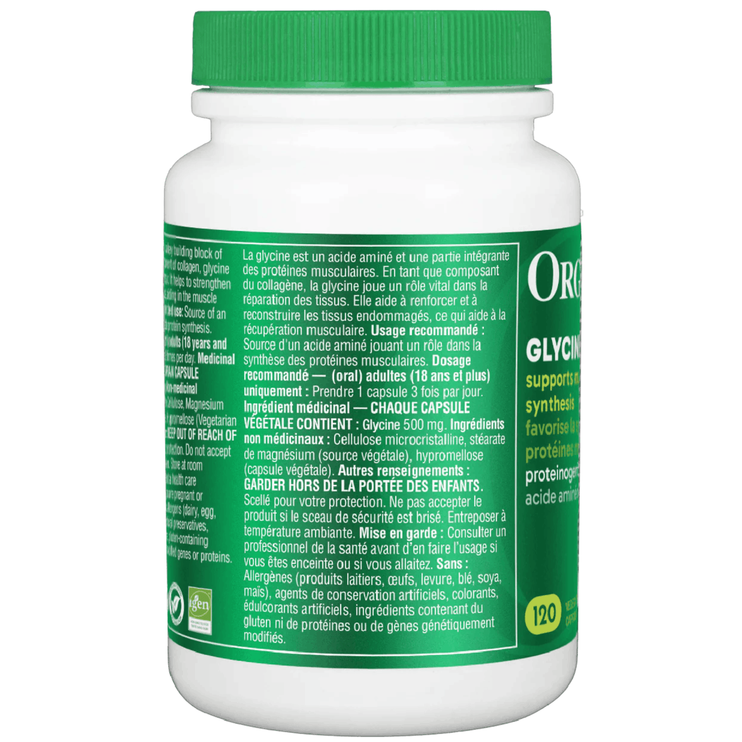120 Vegetable Capsules | Organika Glycine