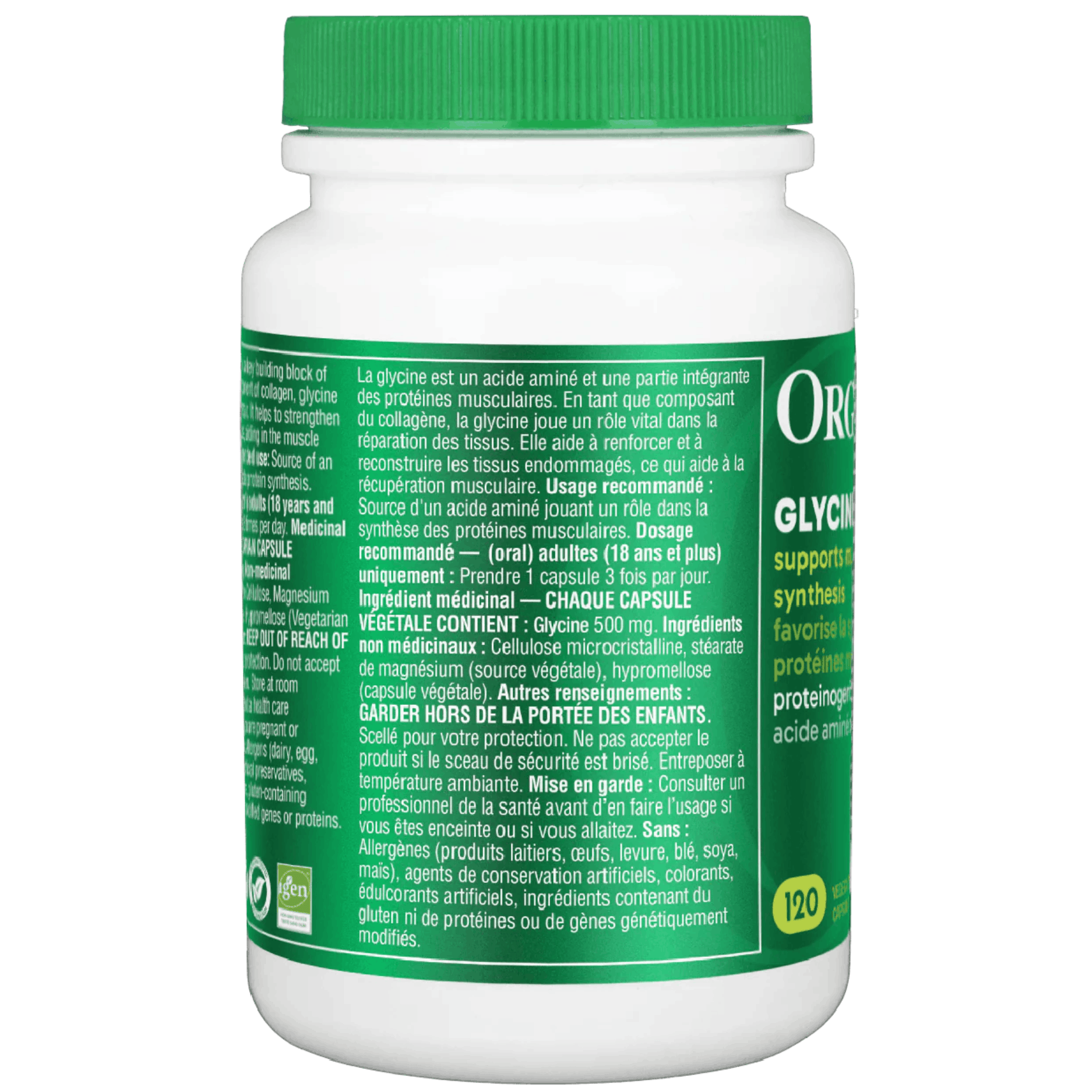 120 Vegetable Capsules | Organika Glycine