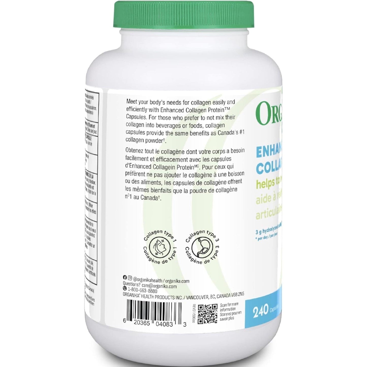240 Capsules | Organika Enhanced Collagen Protein Original