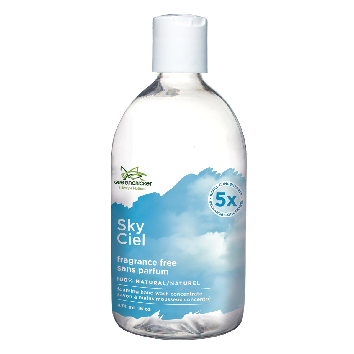 Green Cricket Foaming Hand Wash, Sky (Fragrance-Free), 474ml Refill Concentrate