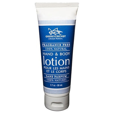 Green Cricket Hand & Body Lotion, Fragrance-Free, 80ml Travel Tube