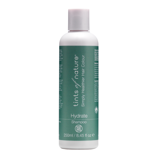 Tints of Nature Hydrate Shampoo with Wheat Protein, Aloe, Jojoba and Sweet Almond Oil, Moisturising Shampoo for Dry and Coloured Hair, 250ml
