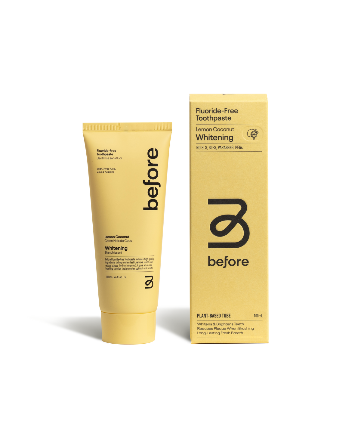 Before Fluoride-Free Whitening Toothpaste - Lemon Coconut 100ml