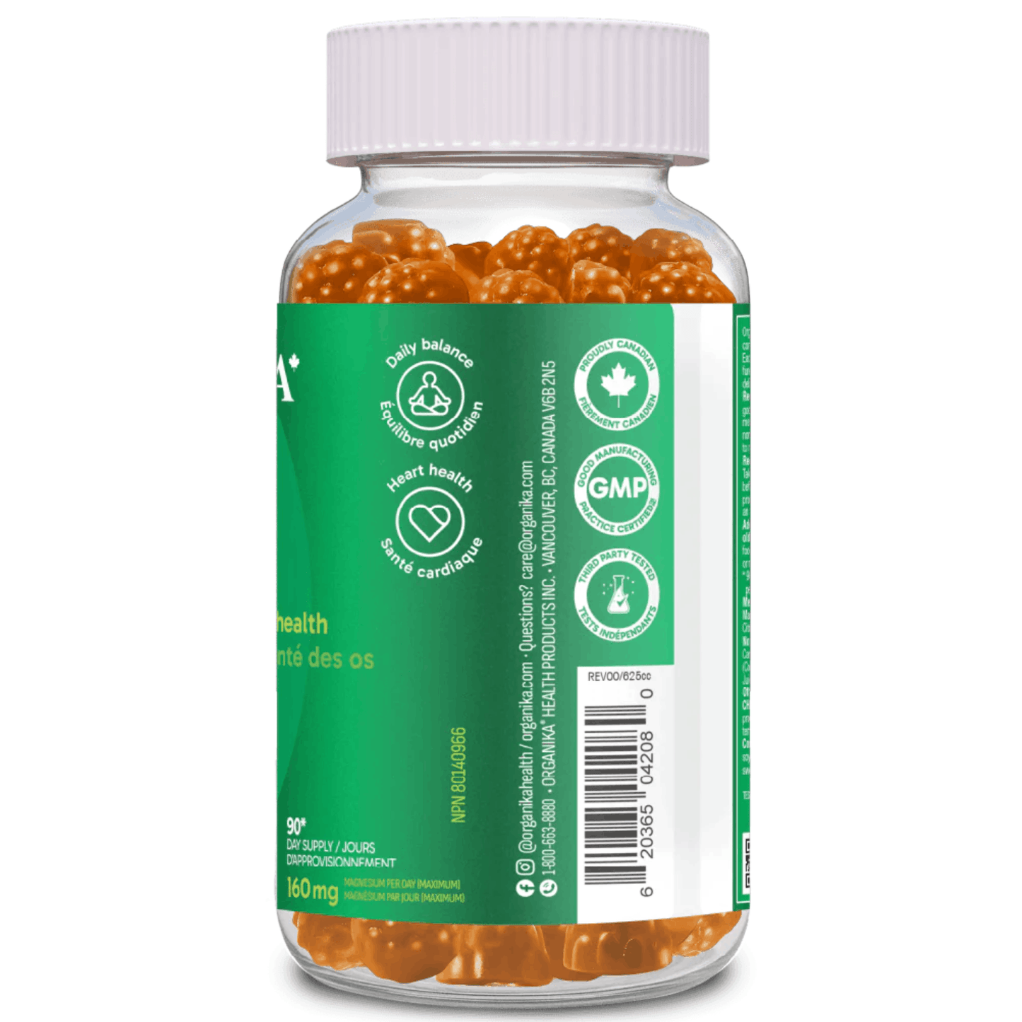 90 Gummies Orange Breeze | Organika Magnesium Gummies with Zinc and Calcium label