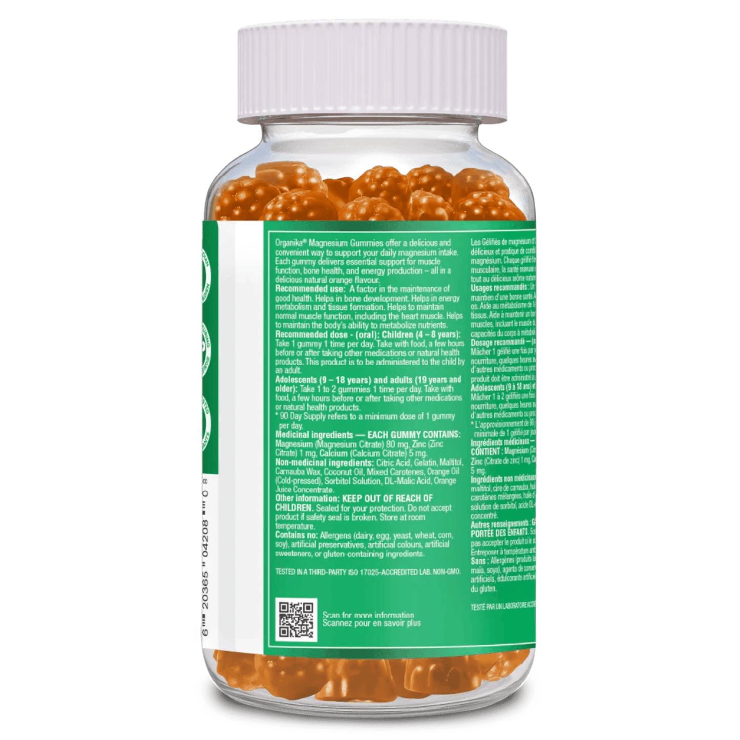 90 Gummies Orange Breeze | Organika Magnesium Gummies with Zinc and Calcium label