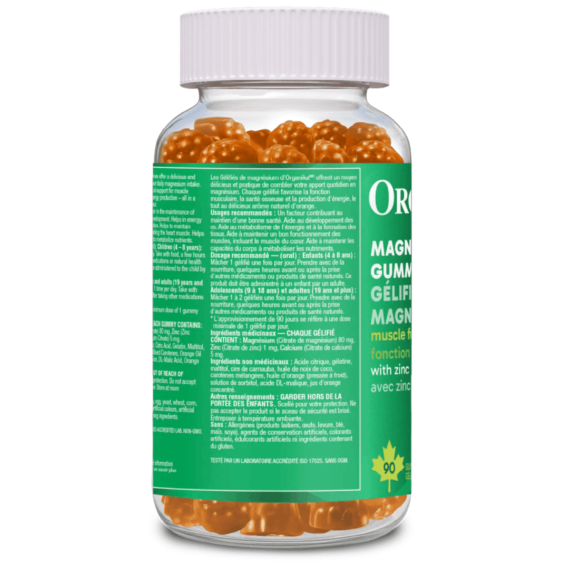 90 Gummies Orange Breeze | Organika Magnesium Gummies with Zinc and Calcium label