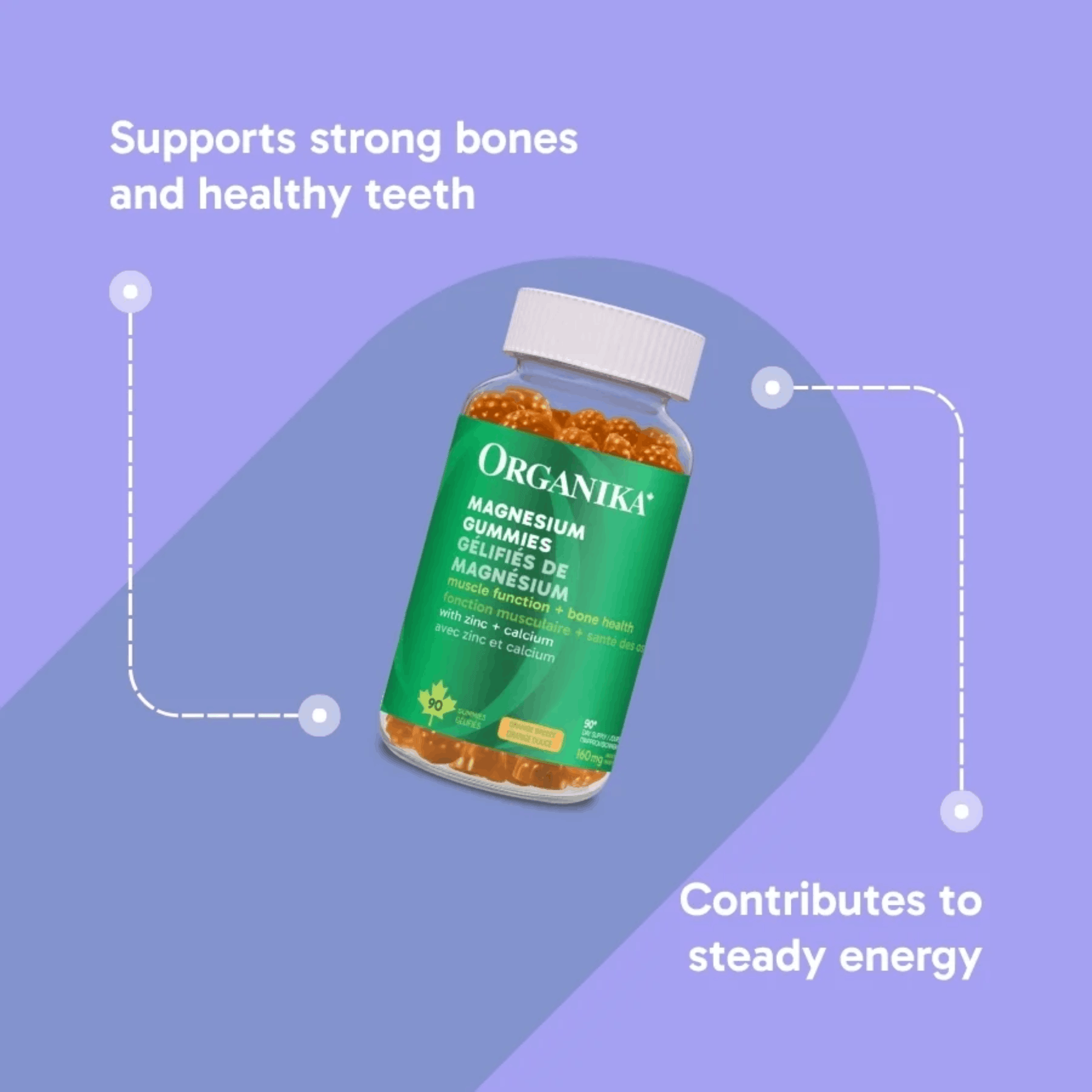90 Gummies Orange Breeze | Organika Magnesium Gummies with Zinc and Calcium benefits