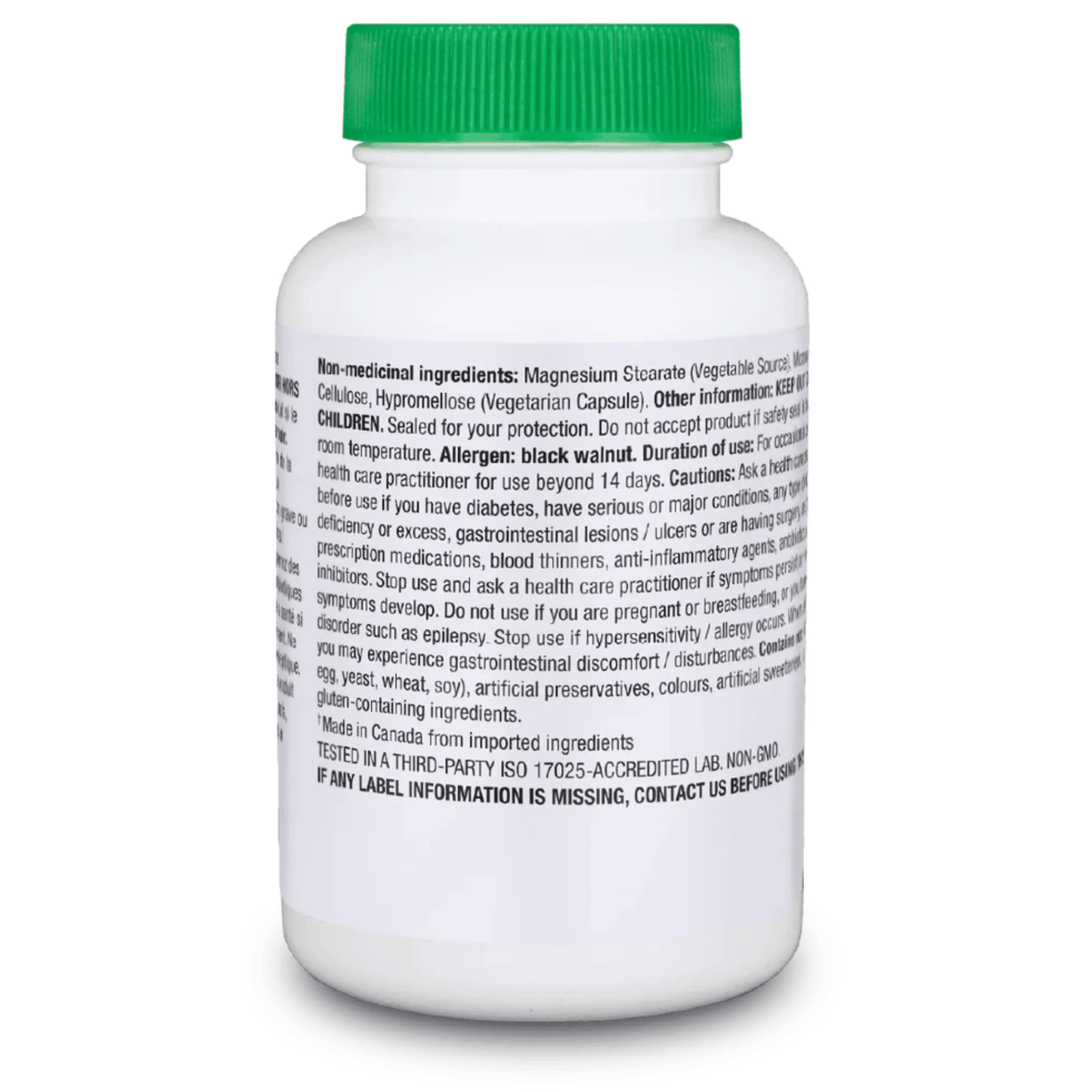 56 Vegetable Capsules | Organika Antiparasitic label and ingredients