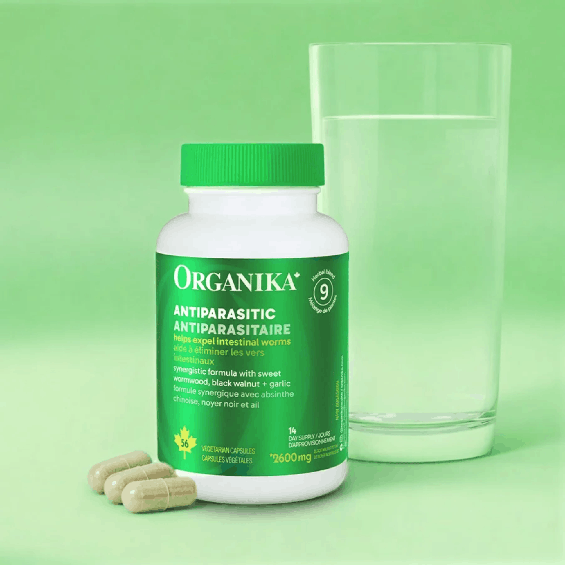 56 Vegetable Capsules | Organika Antiparasitic