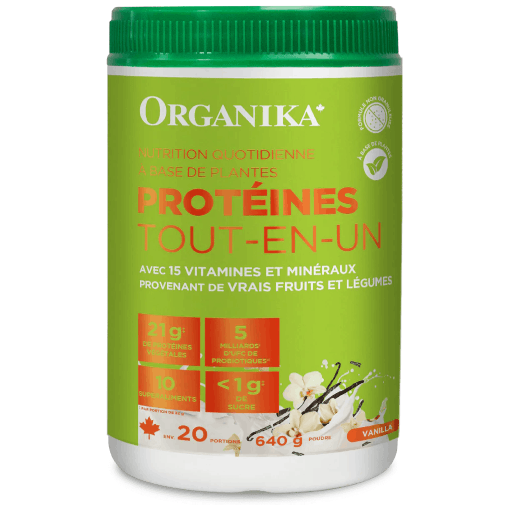 640g Vanilla | Organika All-In-One Protein Powder french label