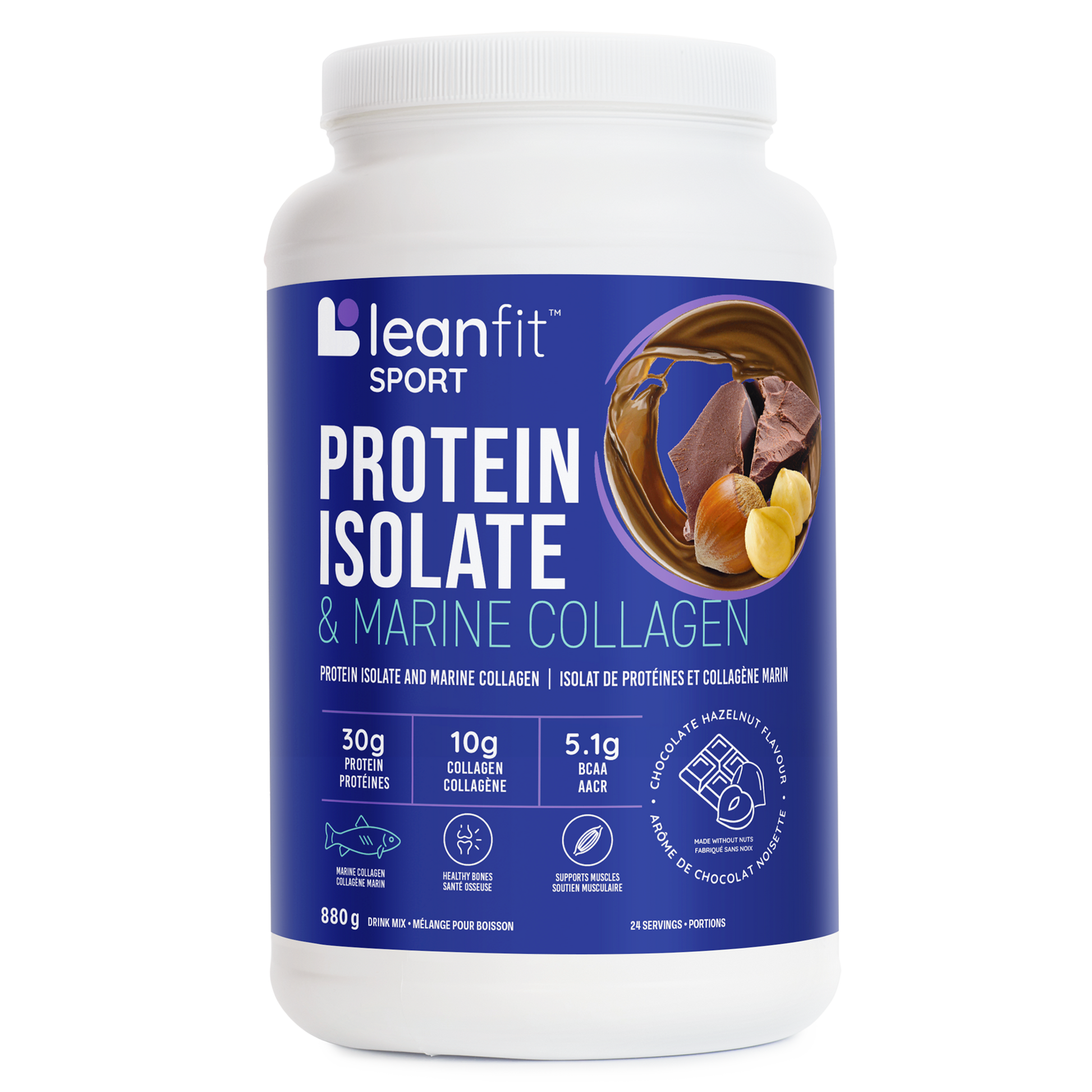 Chocolate Hazelnut | LeanFit Whey Isolate & Marine Collagen Chocolate Hazelnut container