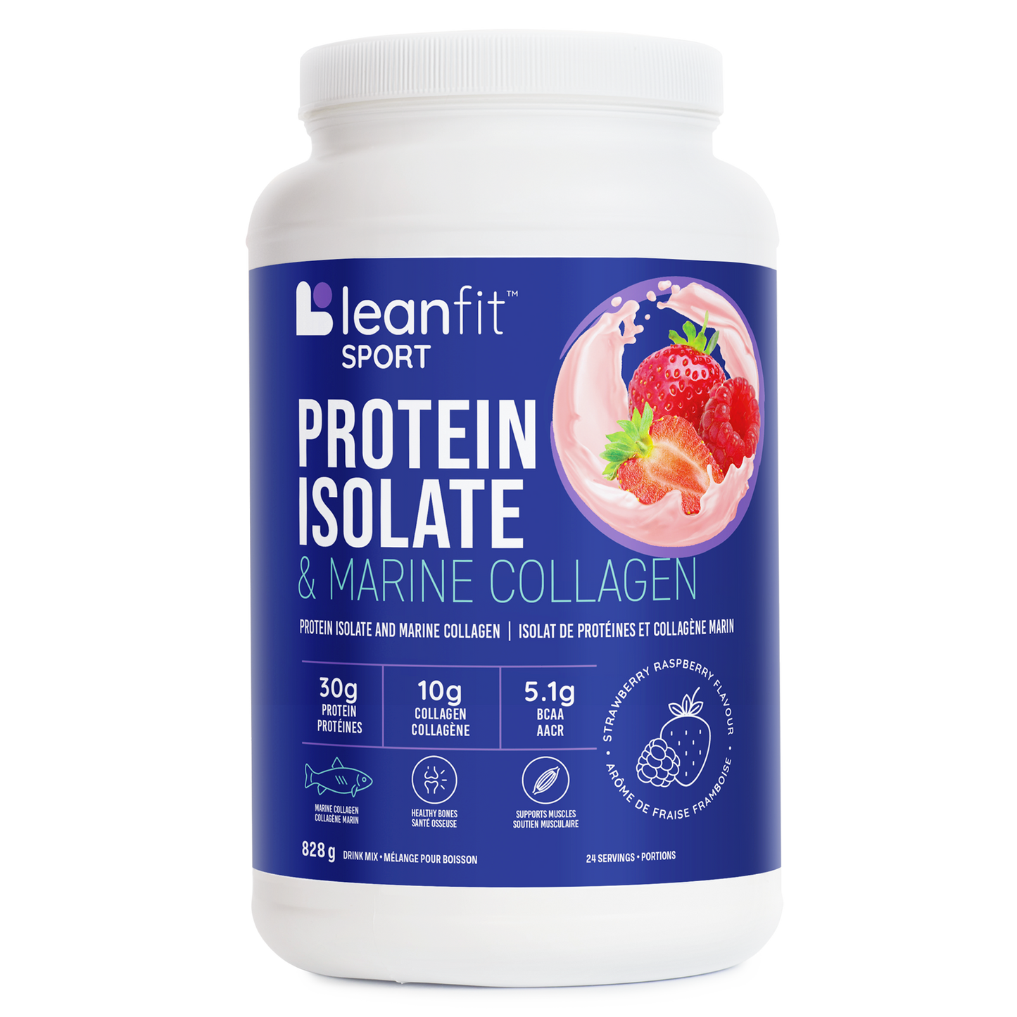 Strawberry Raspberry | LeanFit Whey Isolate & Marine Collagen Strawberry Raspberry container