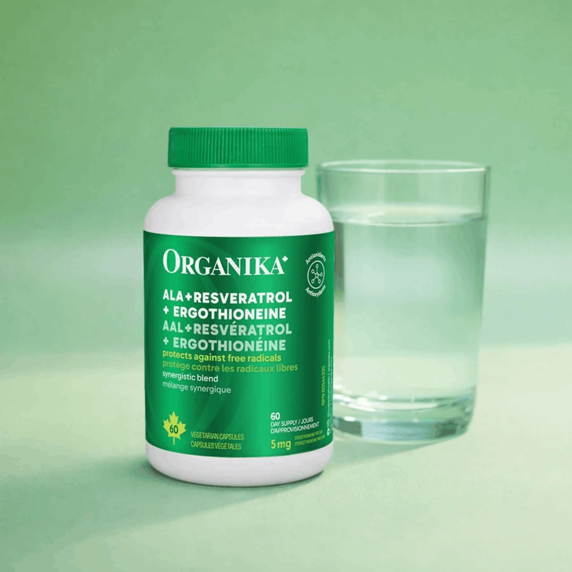 60 Vegetable Capsules | Organika ALA + Resveratrol + Ergothioneine lifestyle image