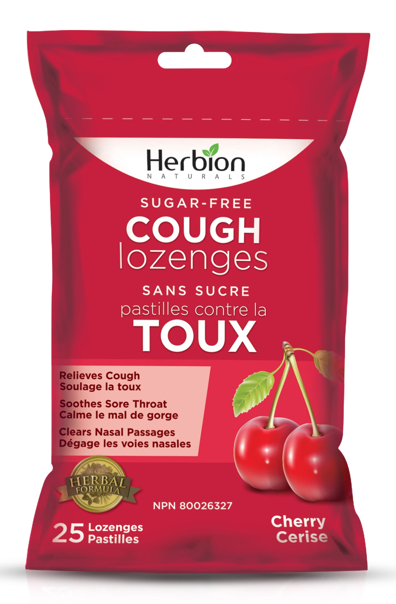 Herbion Sugar Free Cough Lozenges Cherry 25 Lozenge Pouch