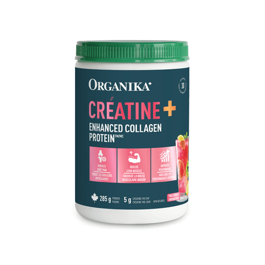 285g Pink Lemonade | Organika Creatine + Collagen Powder 285g tub // pink lemonade flavour