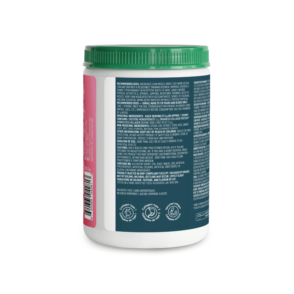 285g Pink Lemonade | Organika Creatine + Collagen Powder 285g tub, image 3