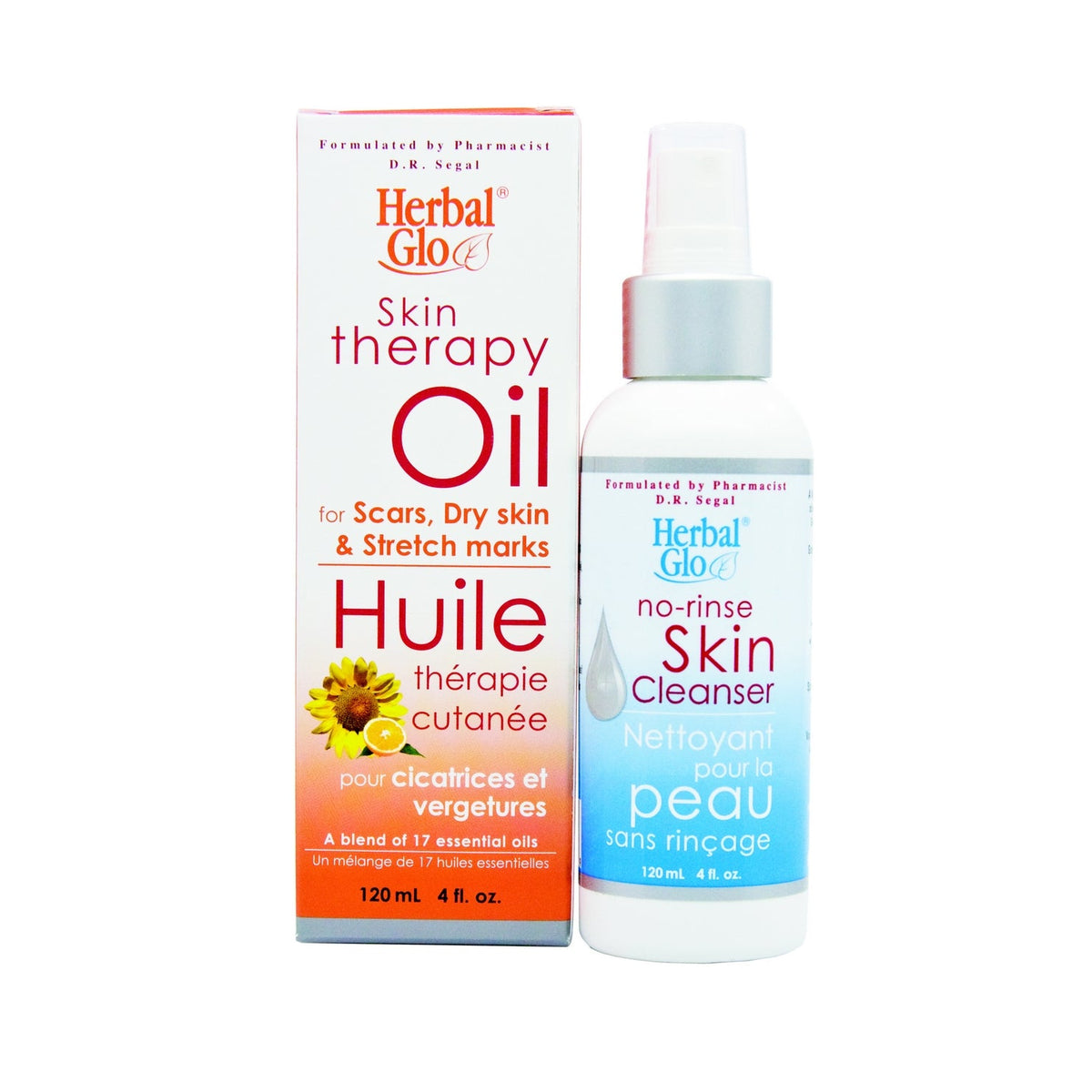 Herbal Glo Skin Therapy Oil, 120ml with Bonus No-Rinse Cleanser 120ml