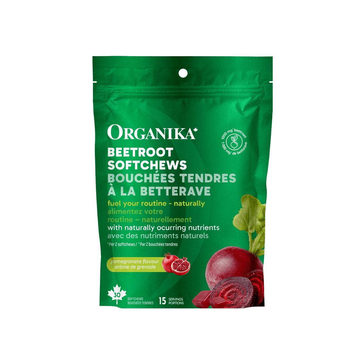 30 Softchews Pomegranate | Organika Beetroot Softchews 30 softchew pouch // pomegranate flavour