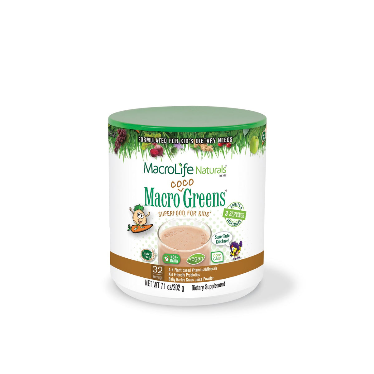MacroLife Naturals Jr. Macro Coco Greens Chocolate Superfood for Kids, 202g