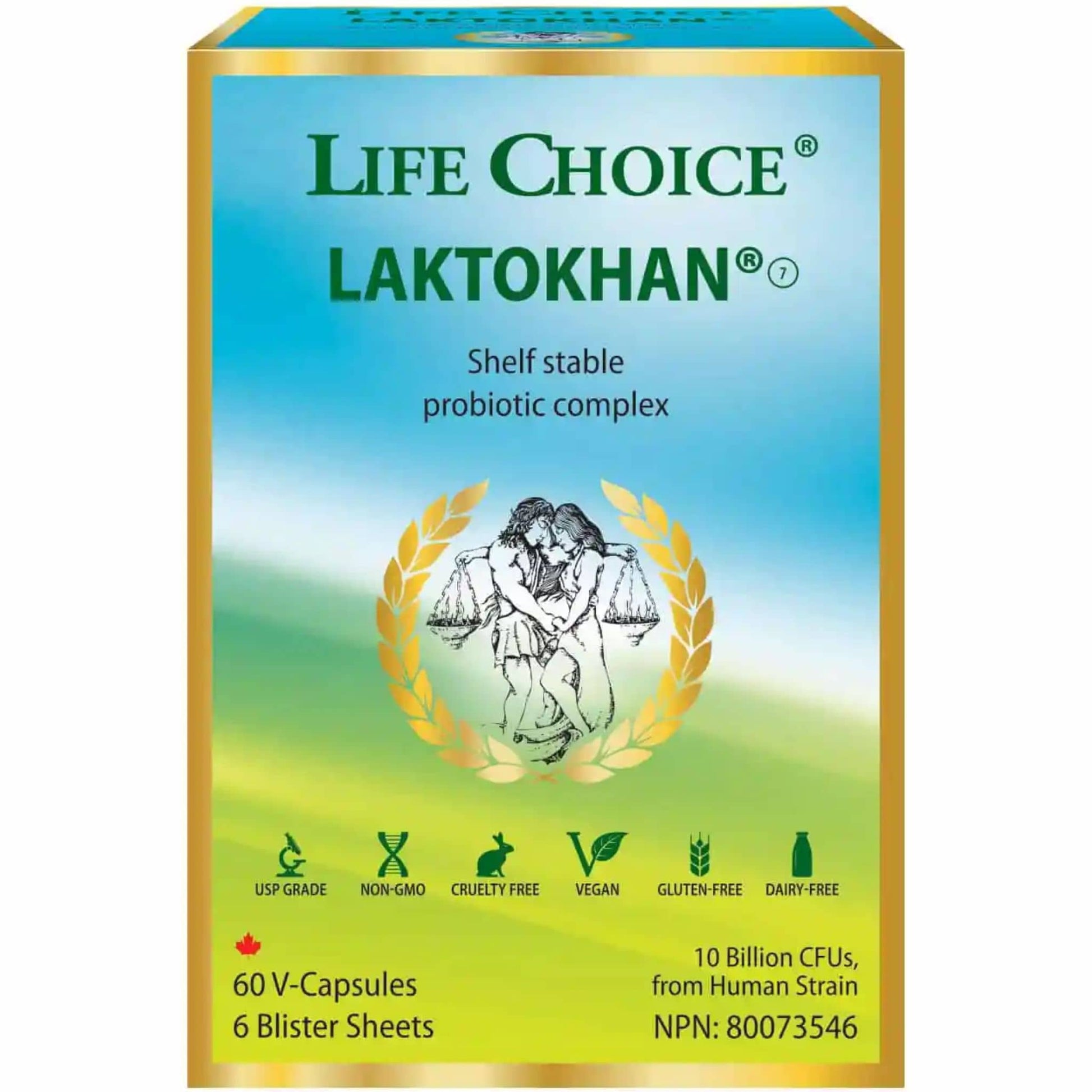 60 V-Capsules | Life Choice Laktokhan Shelf Stable Probiotic Complex