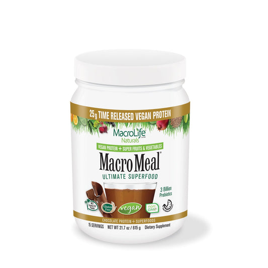 MacroLife Naturals MacroMeal Vegan Protein Powder, 25g Plant Protein, 615g-675g - Chocolate 675g