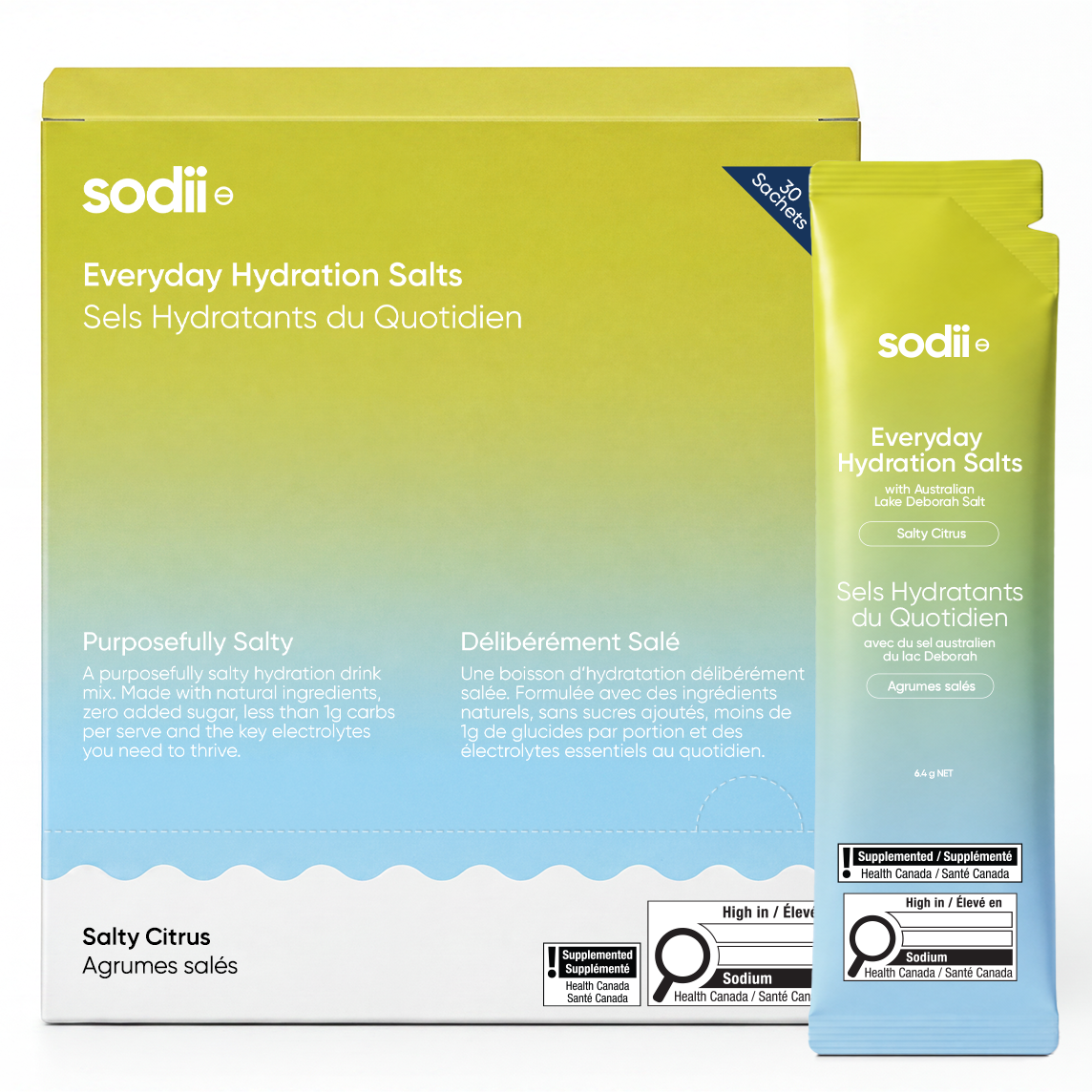 Sodii Everyday Hydration Salts, Salty Citrus, 30 Sachets