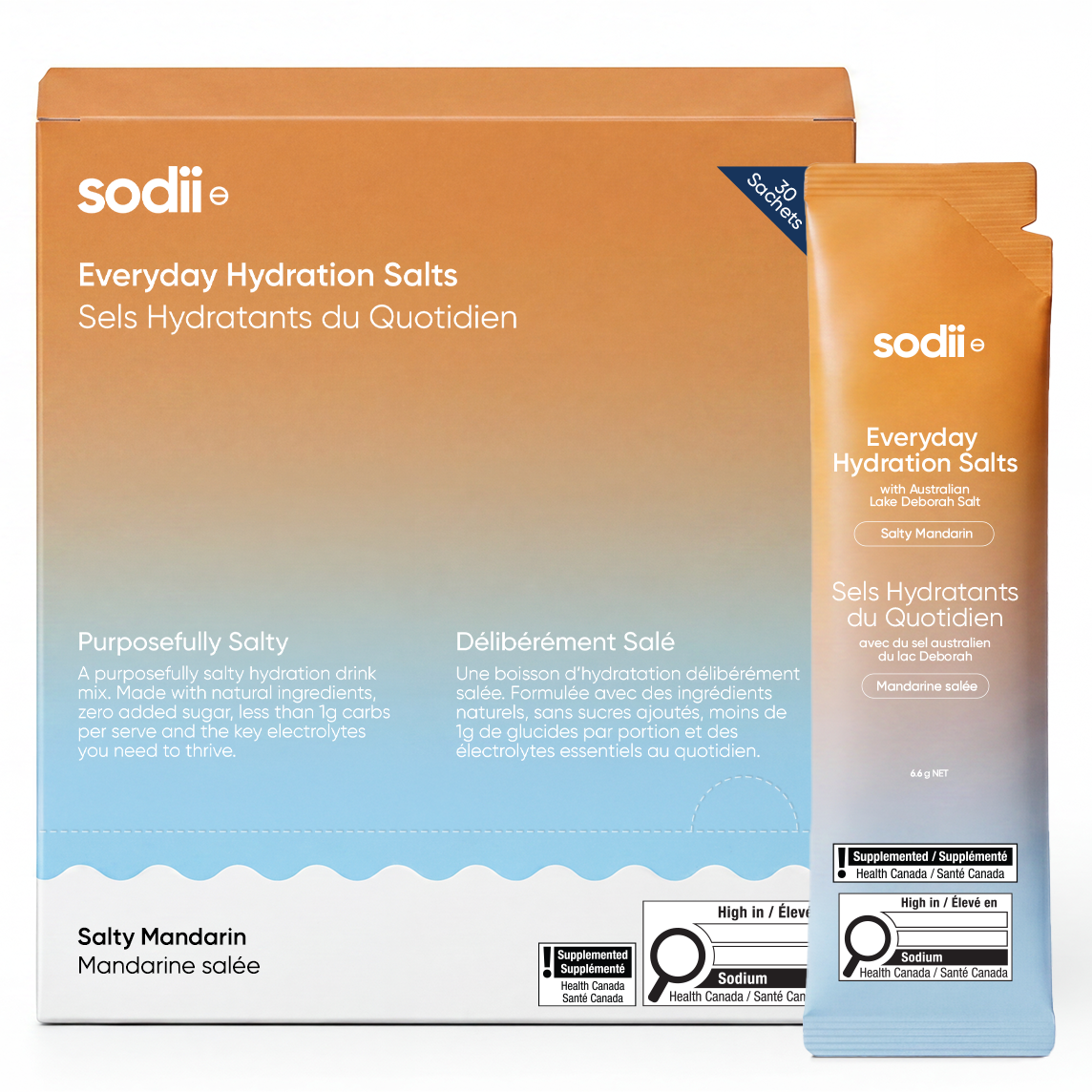 Sodii Everyday Hydration Salts, Salty Mandarin, 30 Sachets