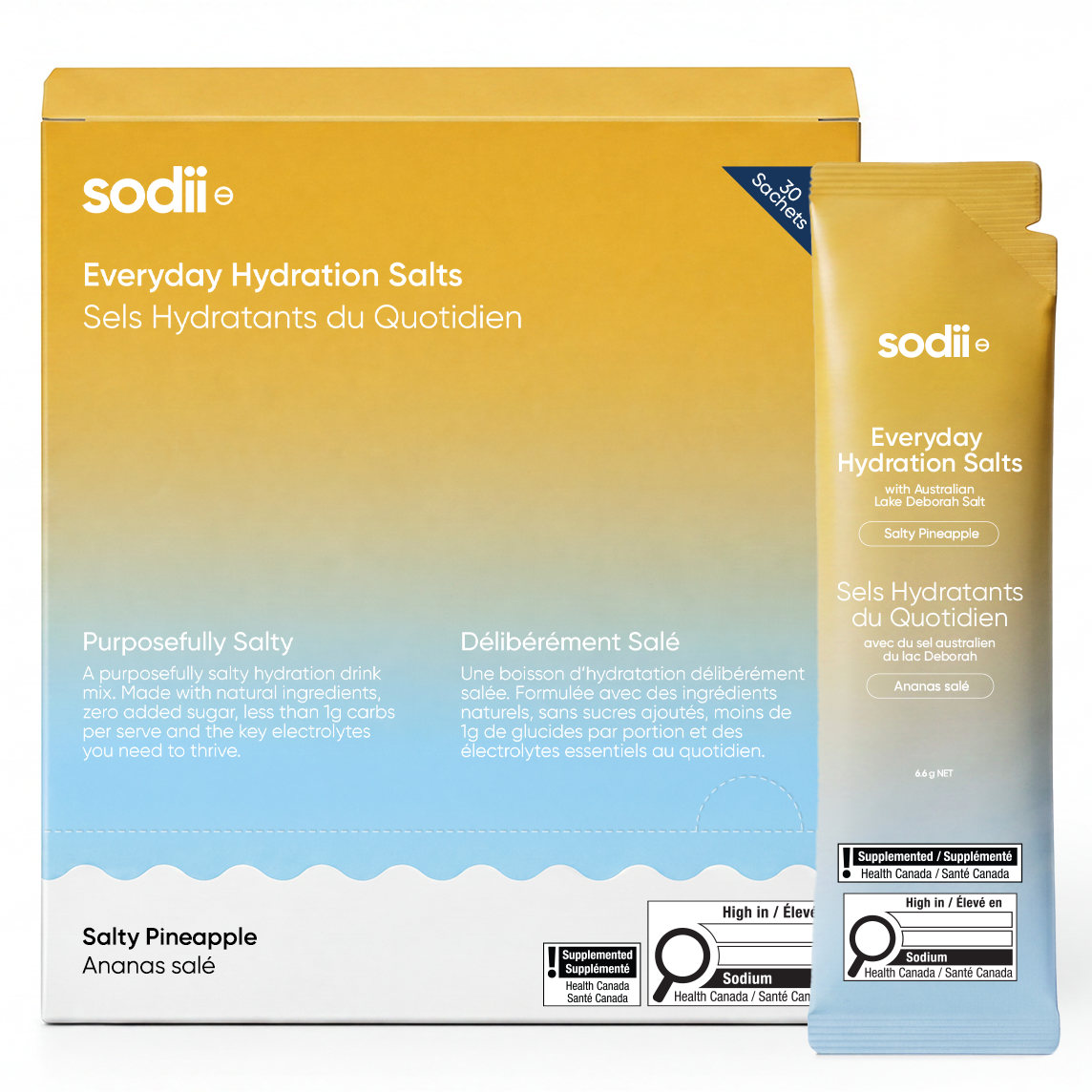 Sodii Everyday Hydration Salts, Salty Pineapple, 30 Sachets