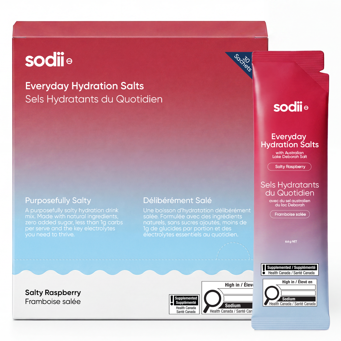 Sodii Everyday Hydration Salts, Salty Raspberry, 30 Sachets