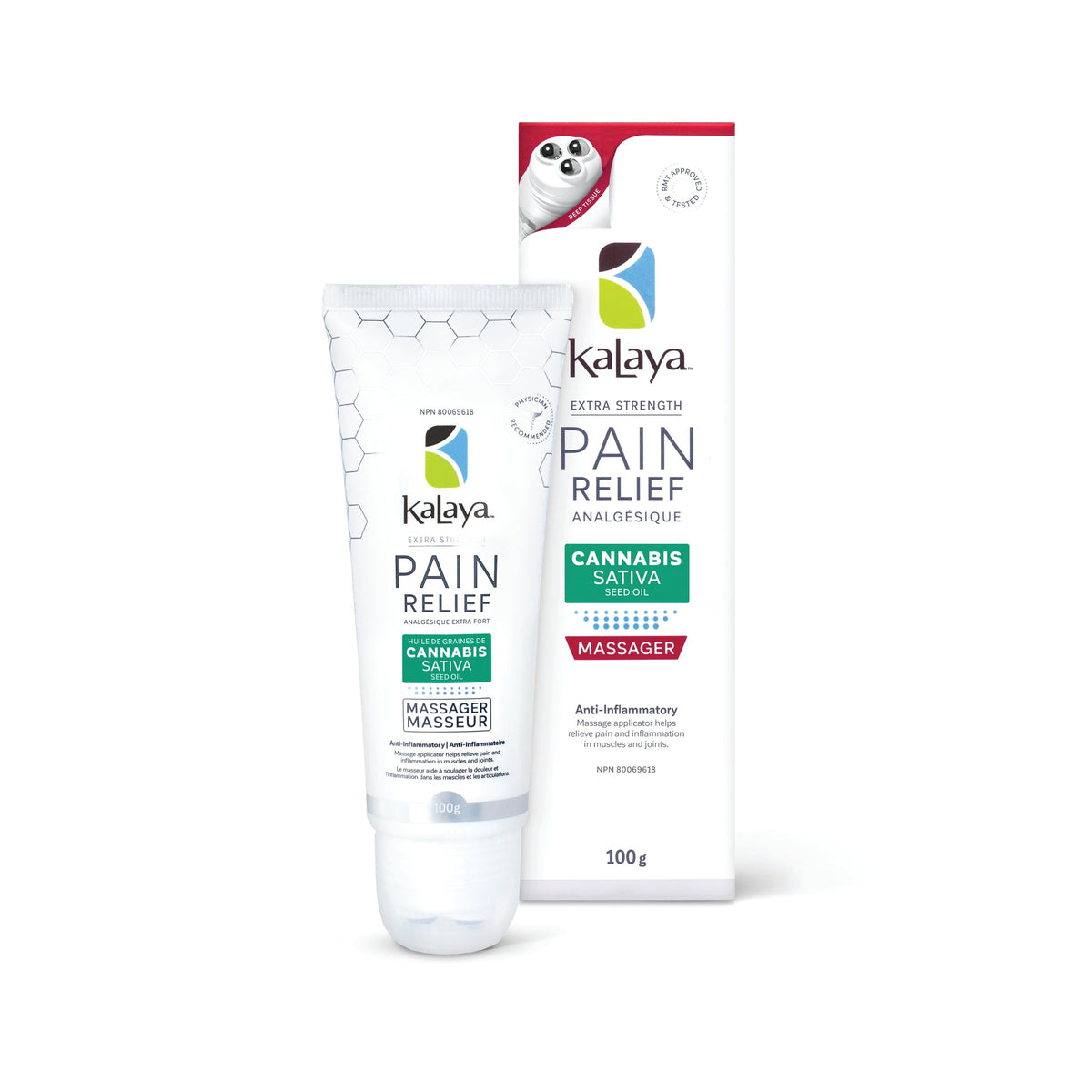 KaLaya Pain Relief Cream with Cannabis Sativa Seed Oil 100g with Massager Applicator