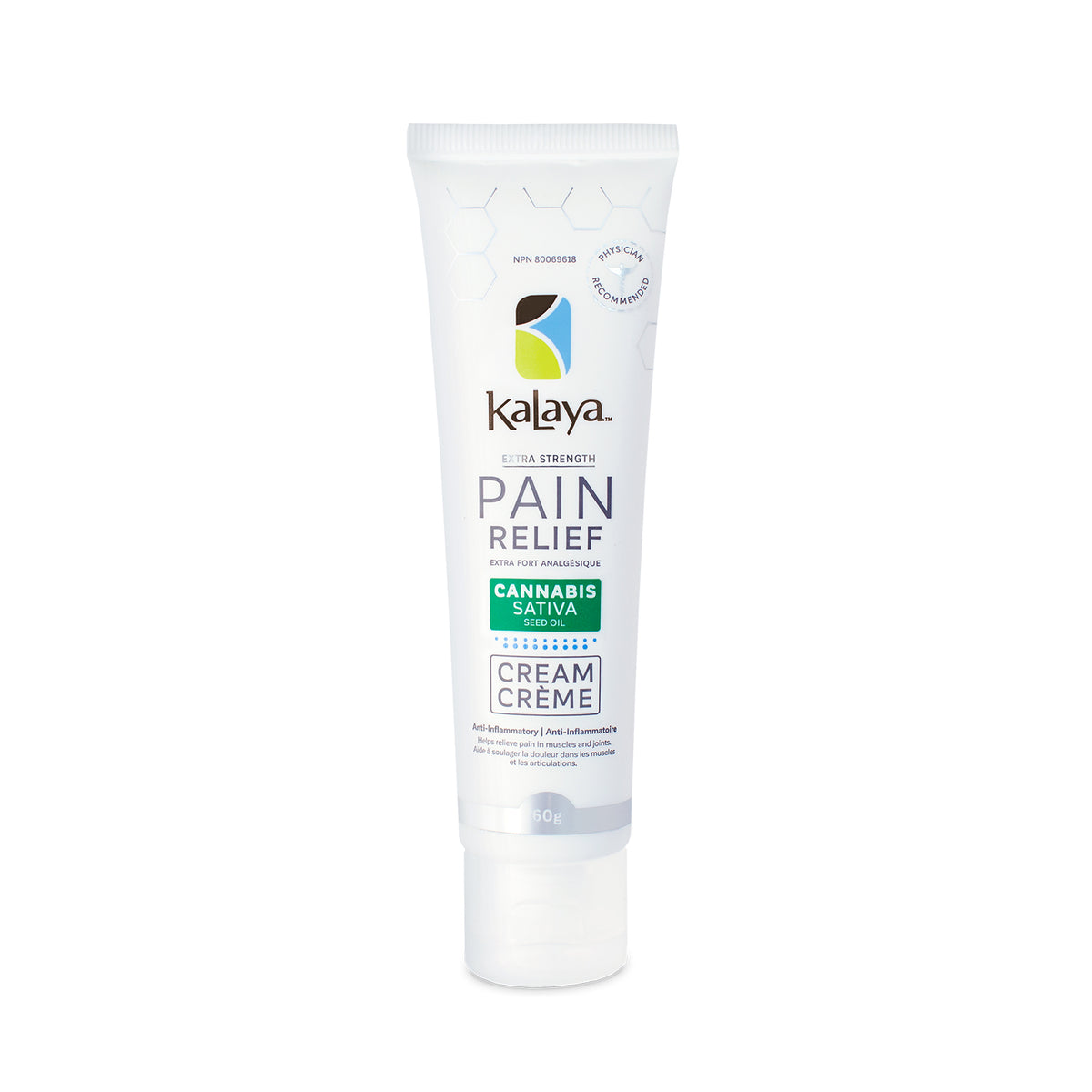 KaLaya Pain Relief Cream with Cannabis Sativa Seed Oil 60g Tube