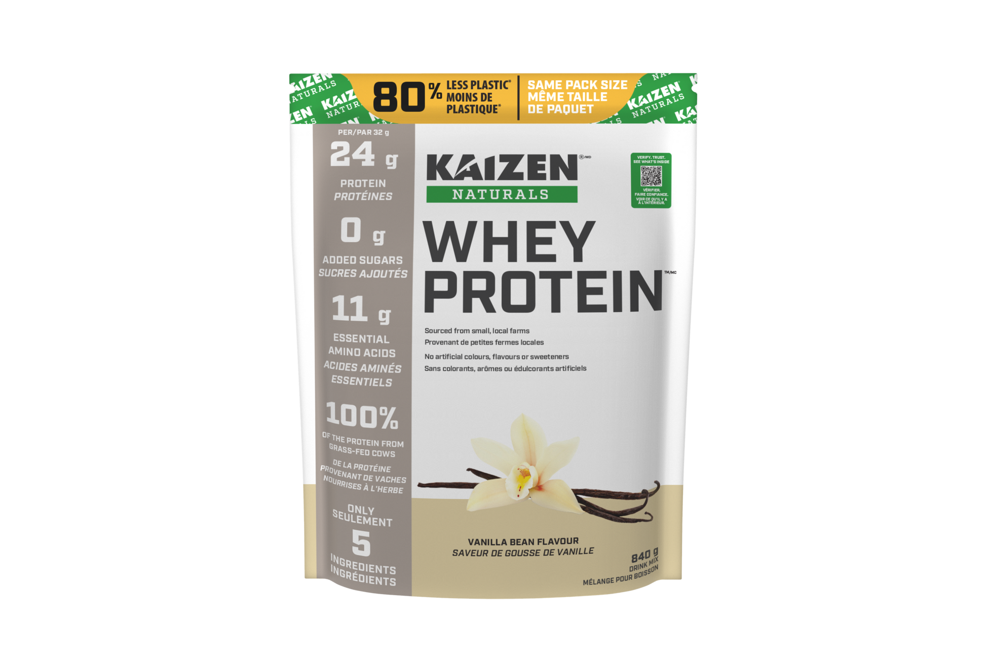 Kaizen Naturals Whey Protein 840g Vanilla Bean