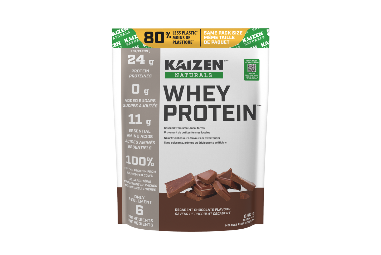 Kaizen Naturals Whey Protein 840g Decadent Chocolate