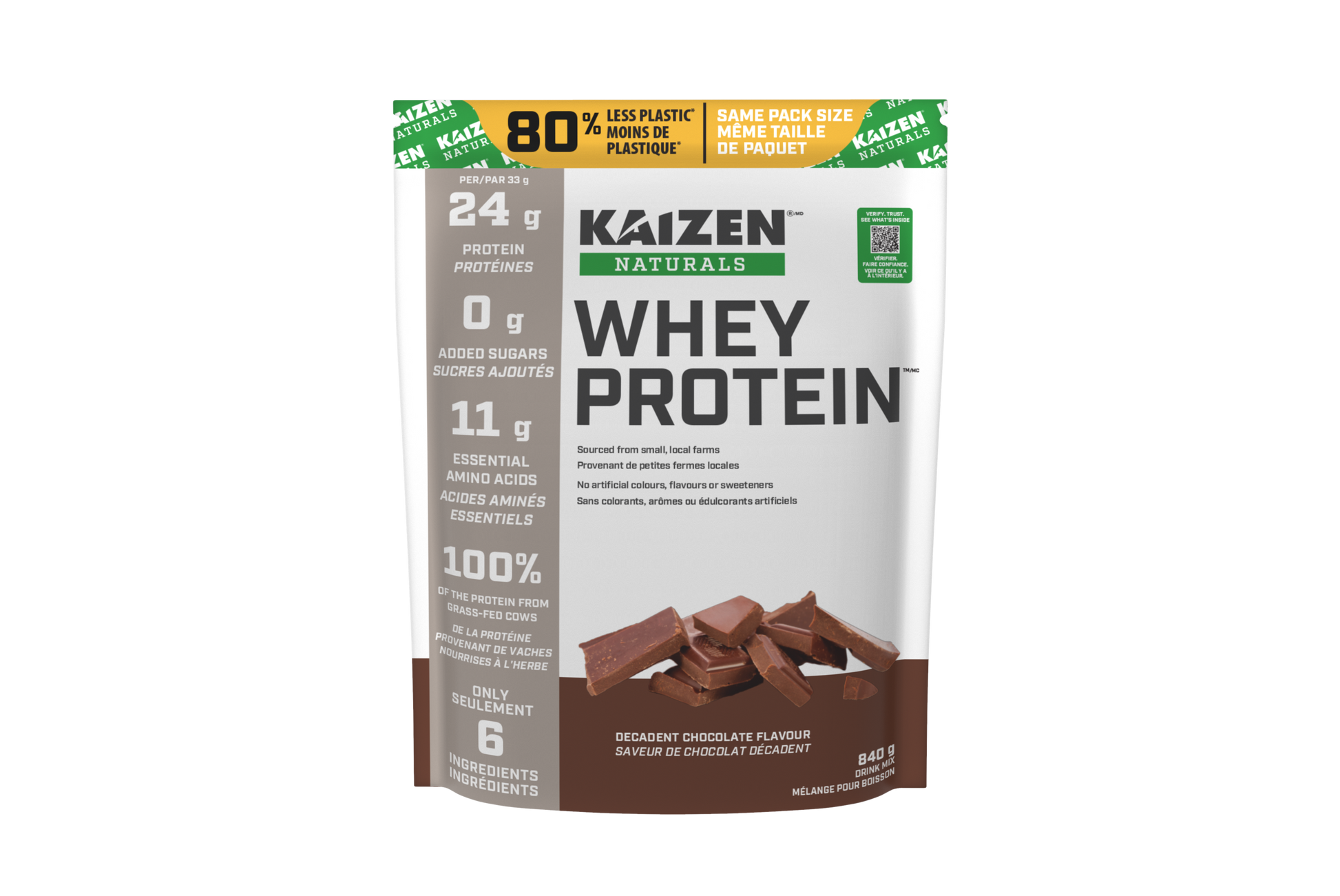 Kaizen Naturals Whey Protein 840g Decadent Chocolate