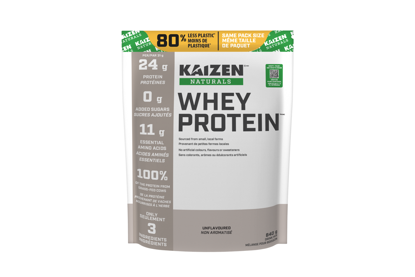 Kaizen Naturals Whey Protein 840g Unflavoured