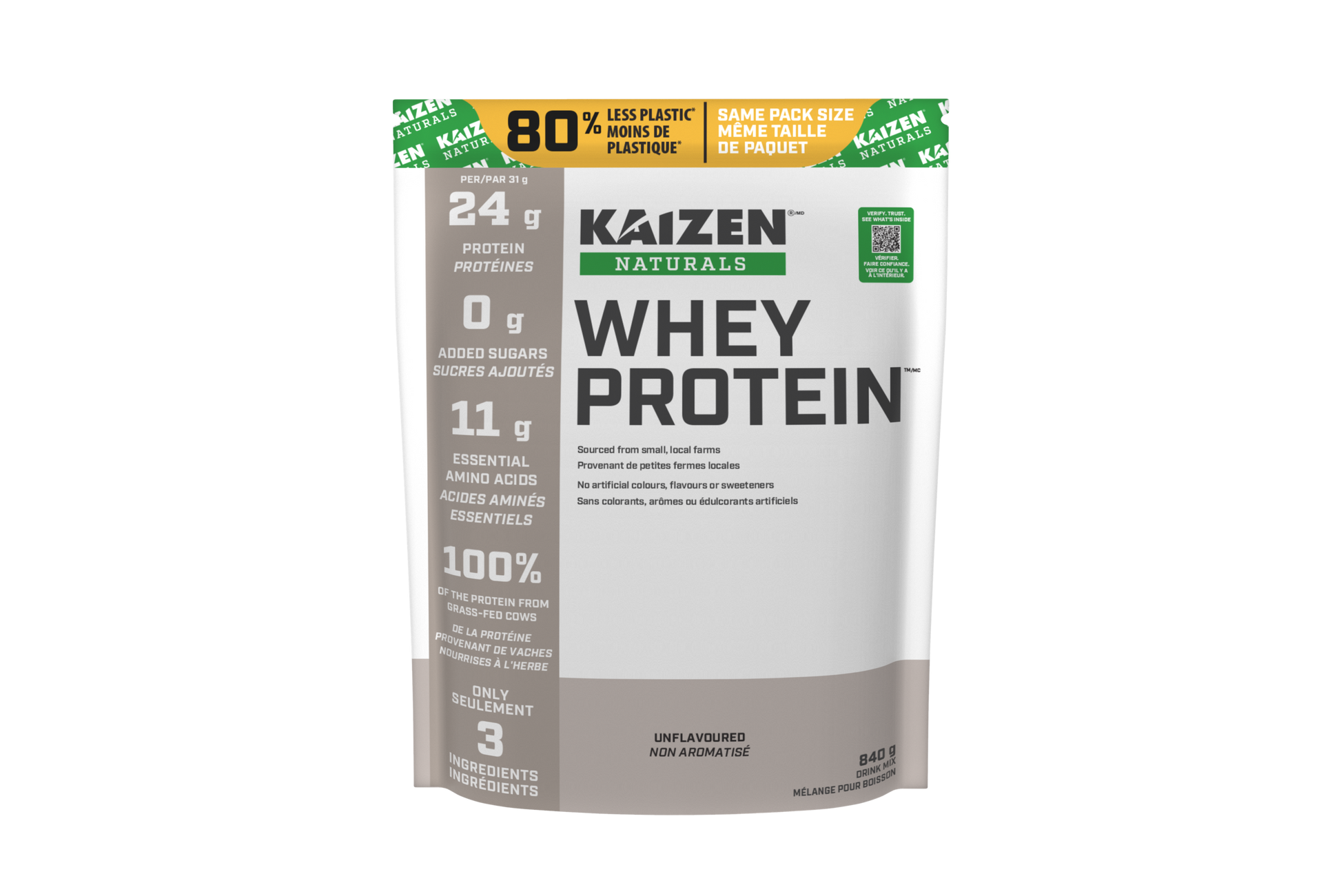 Kaizen Naturals Whey Protein 840g Unflavoured