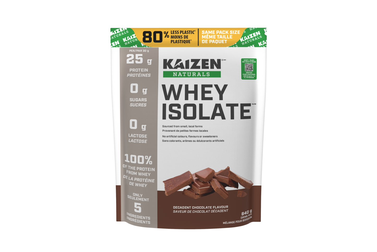 Kaizen Naturals Whey Isolate 840g Decadent Chocolate