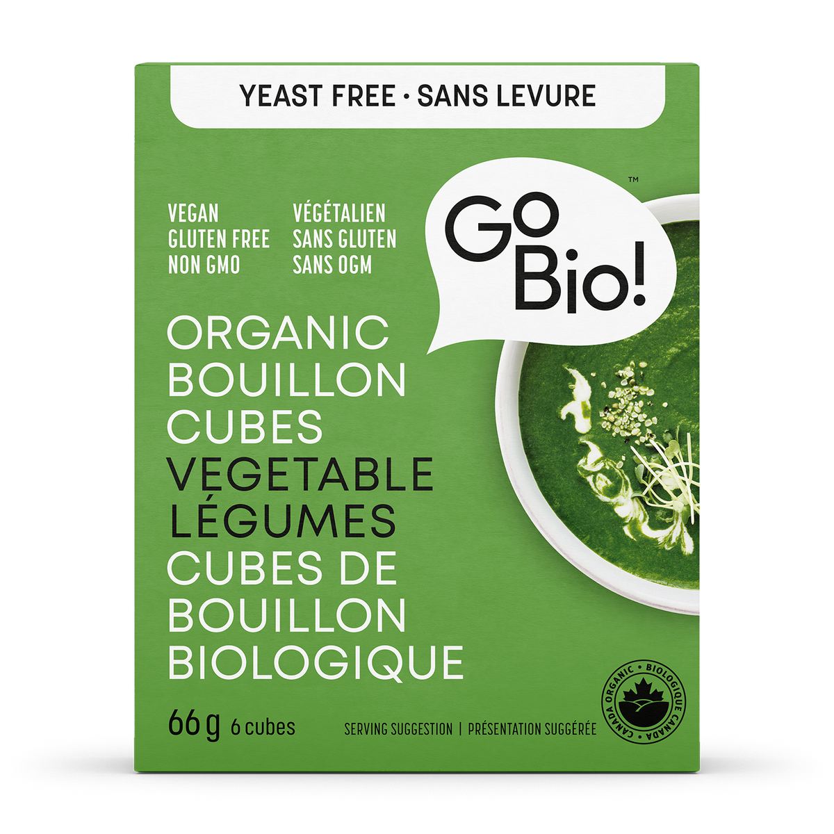 GoBIO! Yeast-Free Organic Bouillon Cubes, Vegetable, 15 x 66g