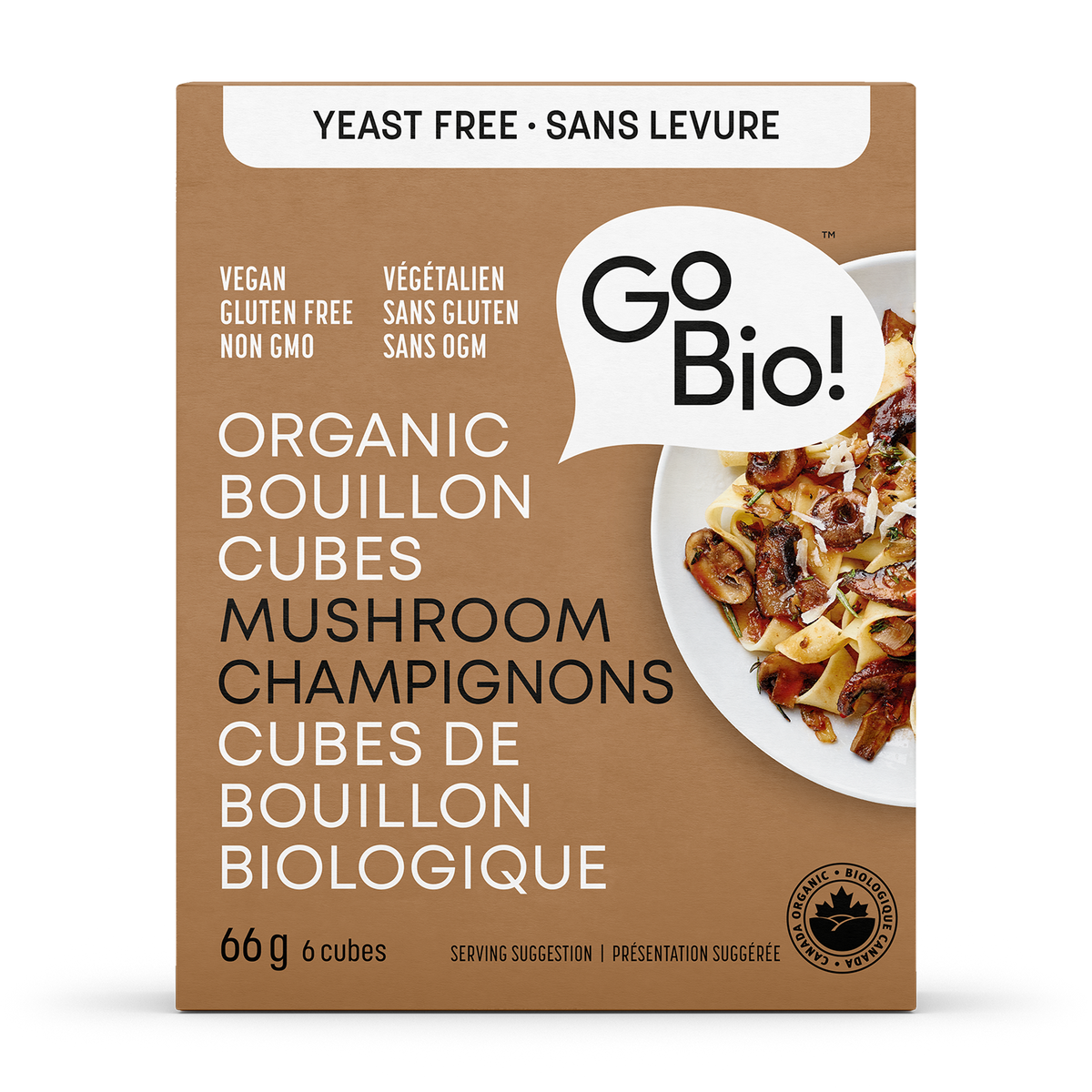 GoBIO! Yeast-Free Organic Bouillon Cubes, Mushroom, 15 x 66g