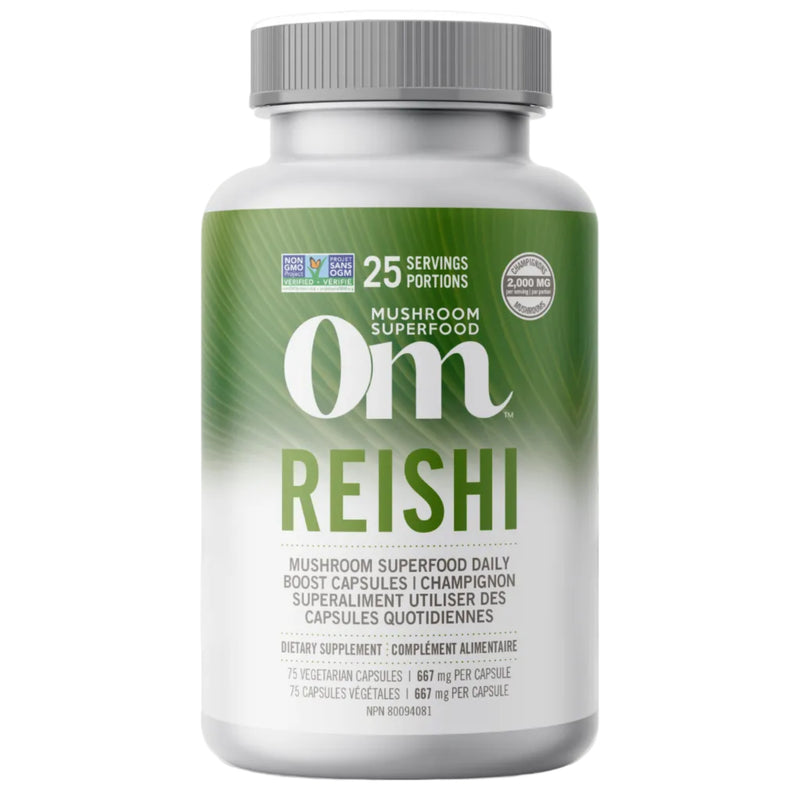 OM Mushroom Organic Reishi Mushroom 667mg, Adaptogenic Mushroom for Calm and Immunity, 75 Capsules