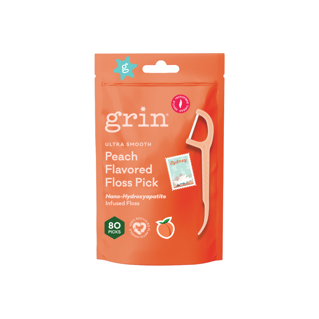 Grin Flavour Floss Picks, Peach