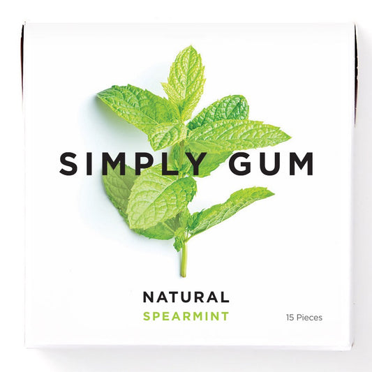 Simply Gum Natural Chewing Gum, Case of 12 x 15 Pieces - Spearmint