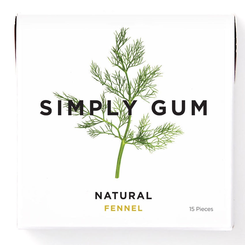 Simply Gum Natural Chewing Gum, Case of 12 x 15 Pieces - Fennel