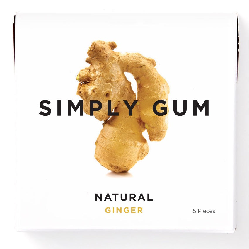 Simply Gum Natural Chewing Gum, Case of 12 x 15 Pieces - Ginger