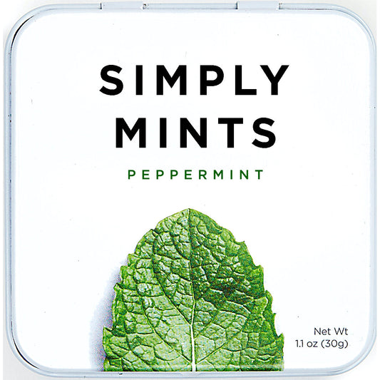 Simply Gum Natural Mints, Case of 6 x 30g - Peppermint