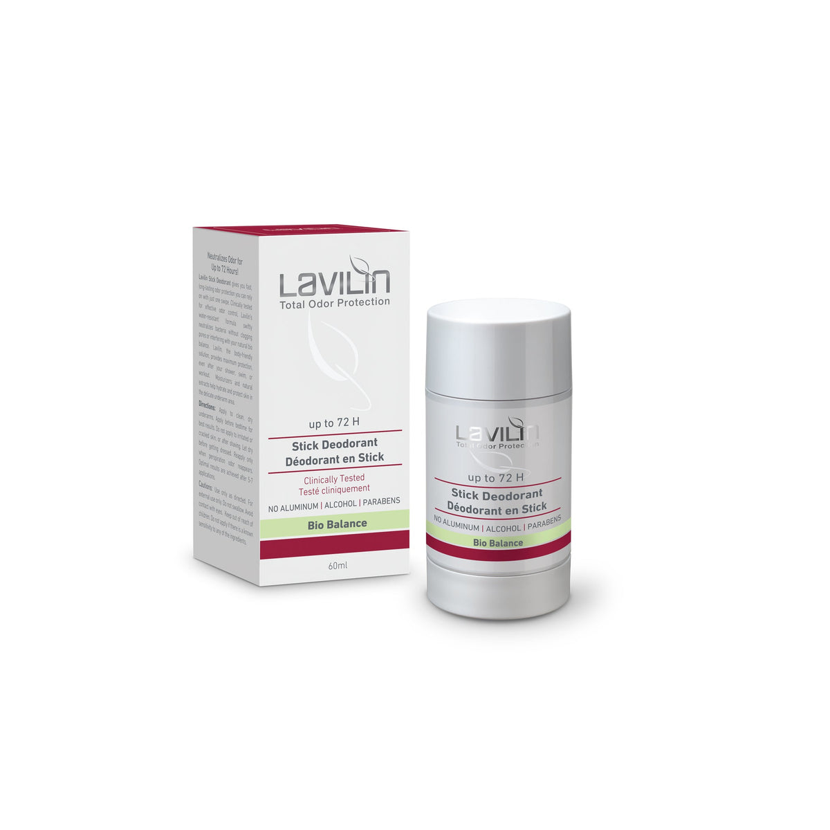 Lavilin 72H Stick Deodorant, Aluminum-Free and Water-Resistant, 60ml