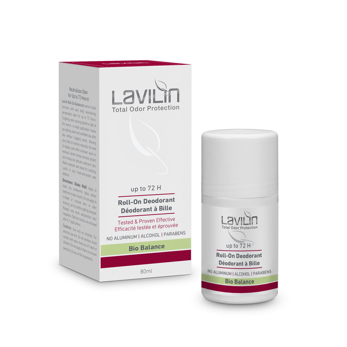 Lavilin 72H Roll-On Deodorant, Aluminum-Free and Water-Resistant, 60ml