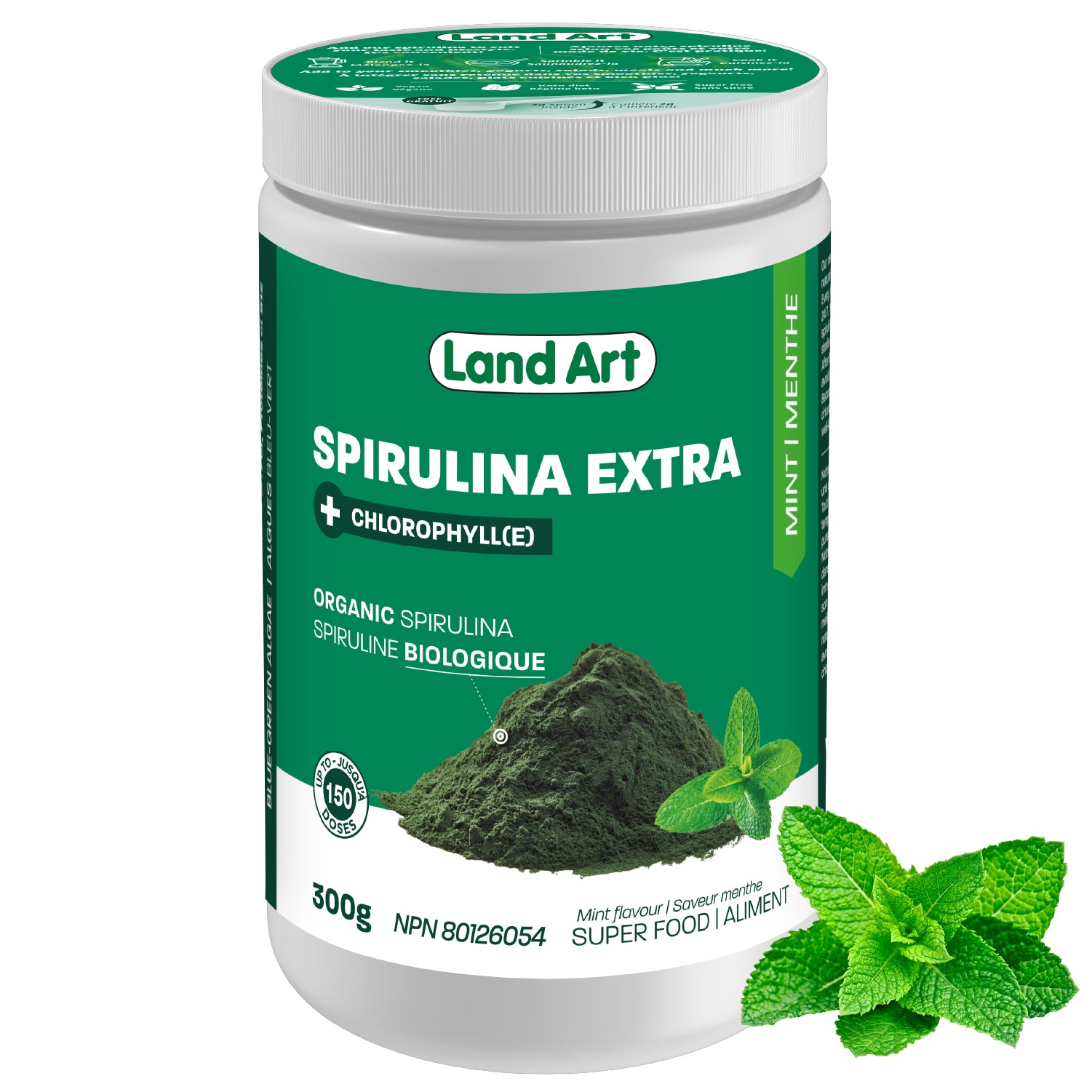 Land Art Spirulina Extra Powder, 300g - Mint
